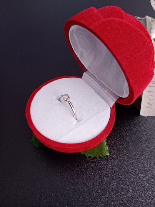 50% TANIEJ! Pierścionek brylant 0,18 ct białe złoto pr.585 CERTYFIKAT