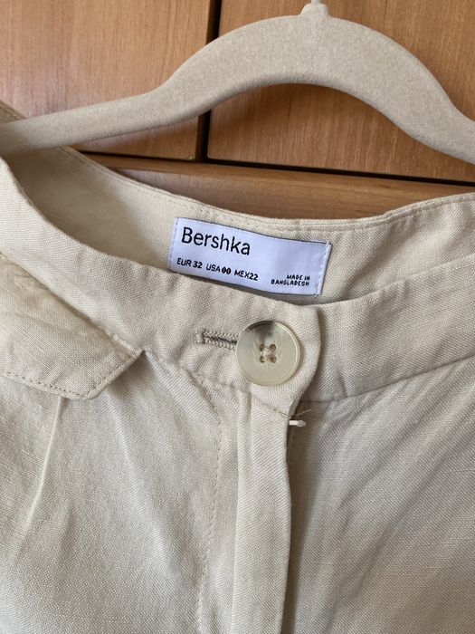 Брюки з льону прямого крою Bershka розмір 32