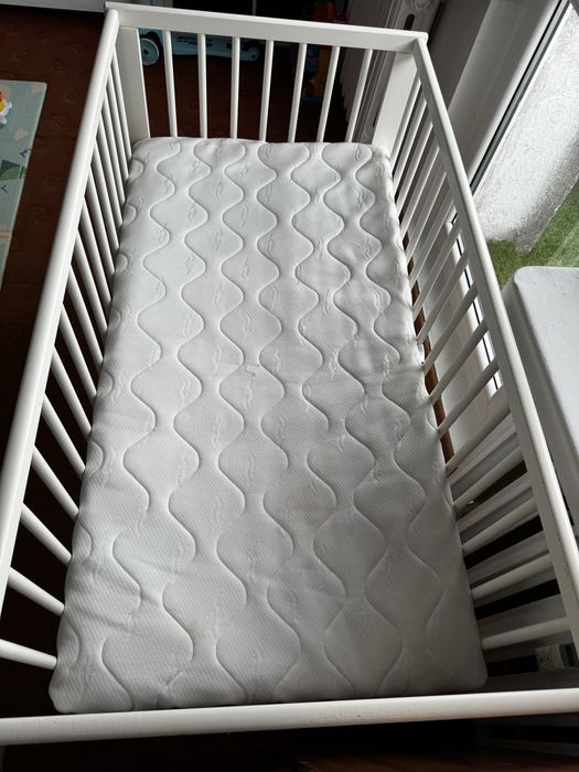 Łóżeczko niemowlęce ikea gulliver 120x60 białe z materacem