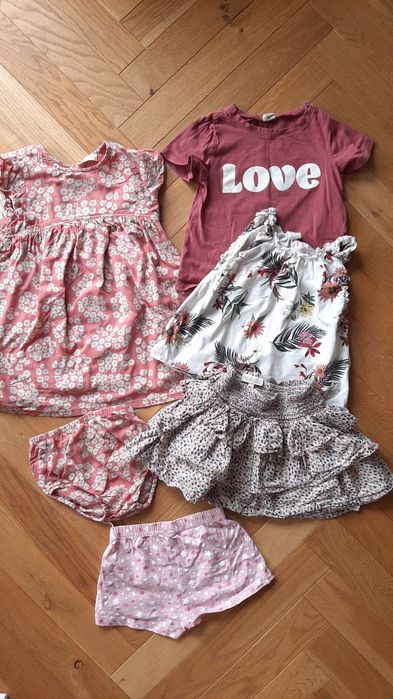 Paka zestaw ubrań lato wakacje dziewczynki rozm. 98 3 lata Zara H&M