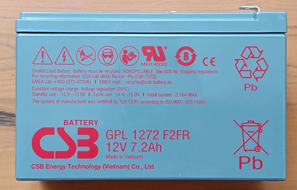 Батарея до ДБЖ CSB 12В 7.2 Аг (GPL1272F2FR)