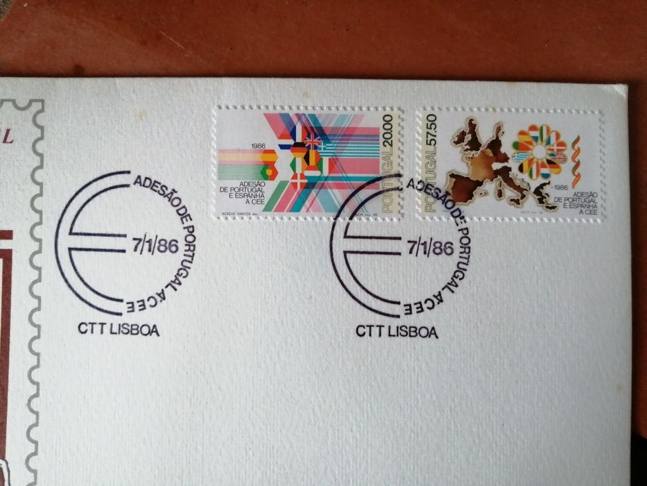 Sobrescrito Medalha de 1º Dia | Adesão de Portugal à CEE (7/1/86)