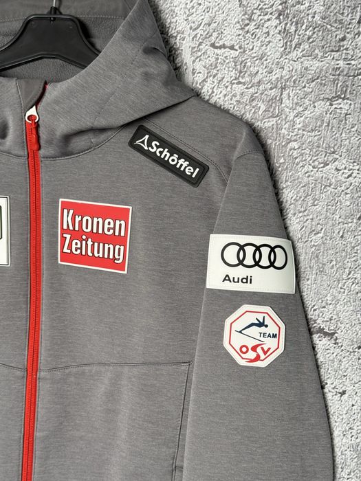 Софтшел куртка з капюшоном Schoffel Austria Ski Team Audi A1 Kronen Zeitung Racing сіра