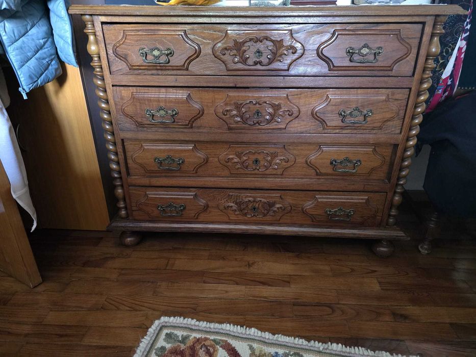 Mobília quarto casal, conjunto cama, mesinhas de cabeceira e cómoda