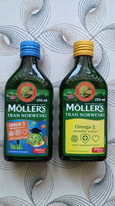 Tran Mollers 250 ml. suplement diety aromat cytrynowy i owocowy.