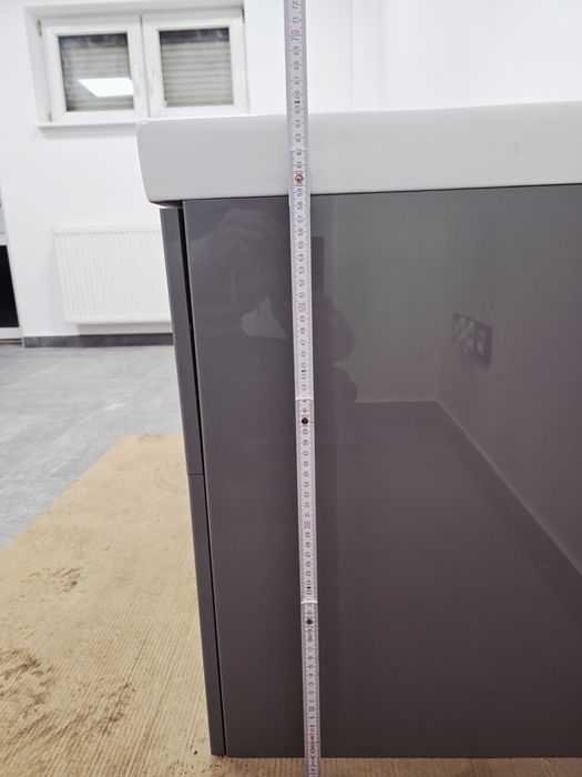 Umywalka wraz z szafka szara połysk 92cm / 49cm