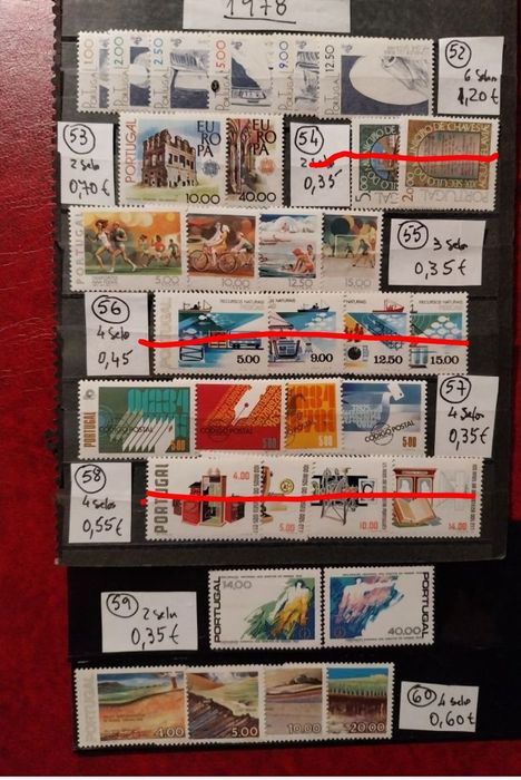 Selos Novos de Portugal -Colecções completas -1973 a 1979