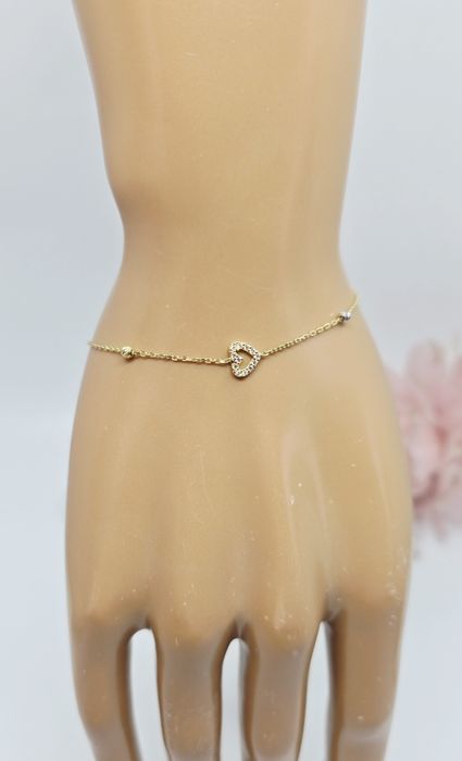 Złota bransoletka z sercem próba 585 14k