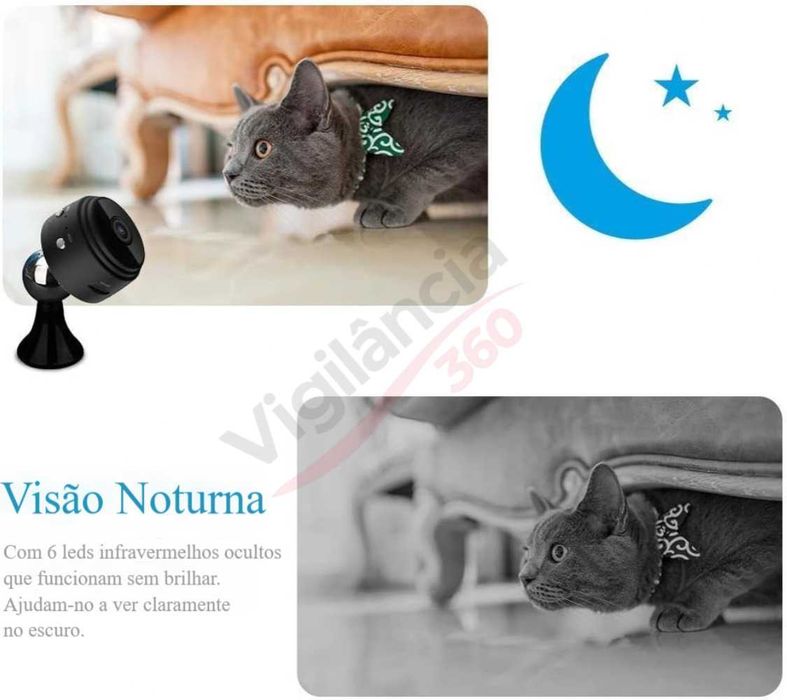 Micro Câmara Espia WiFi Sem Fios Full HD 1080P com Visão Noturna-NOVO