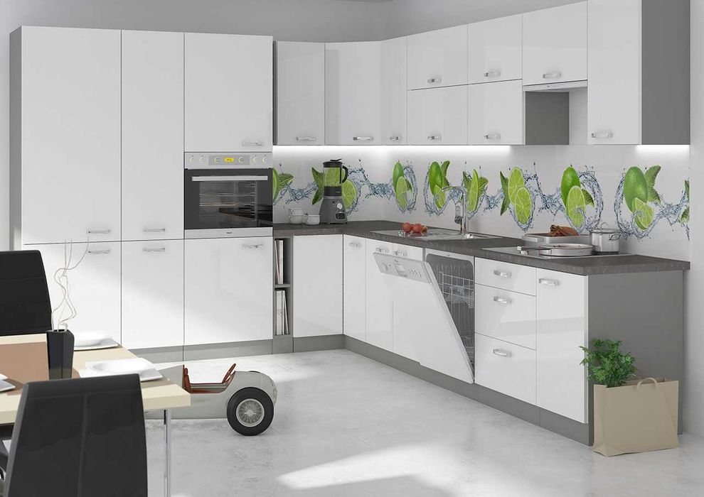 Meble Szafki Kuchenne Bianka Wysoki Biały Połysk