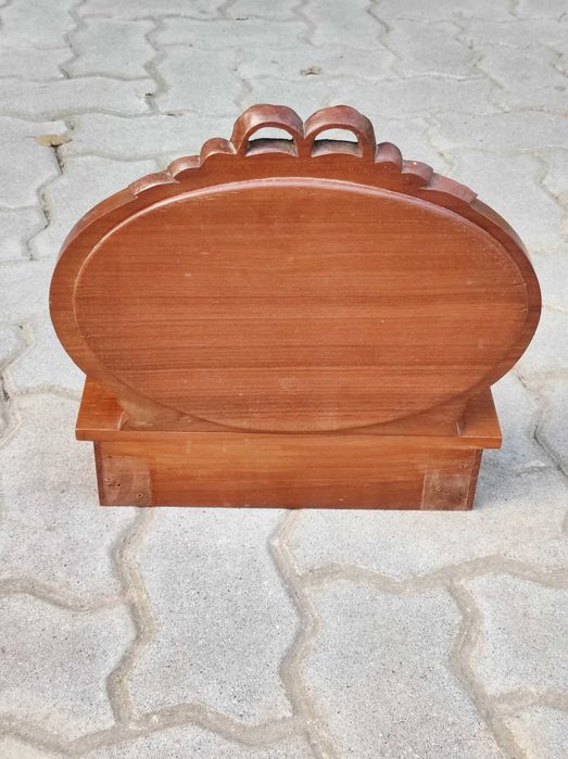 Espelho oval biselado mesa cabeceira madeira (par)