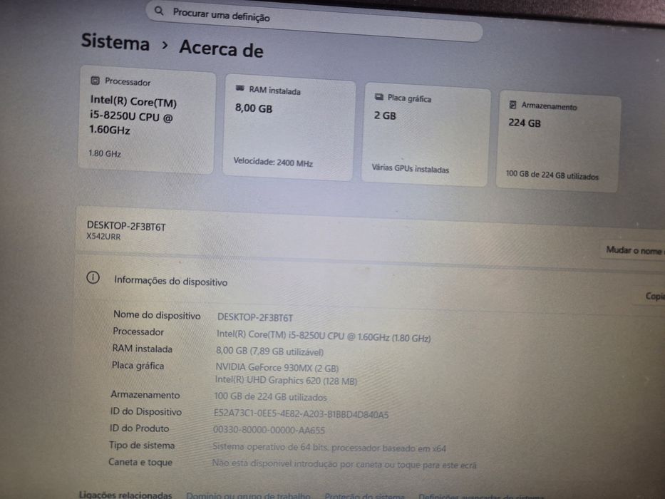 Portatil Asus com bateria nova e disco ssd 250