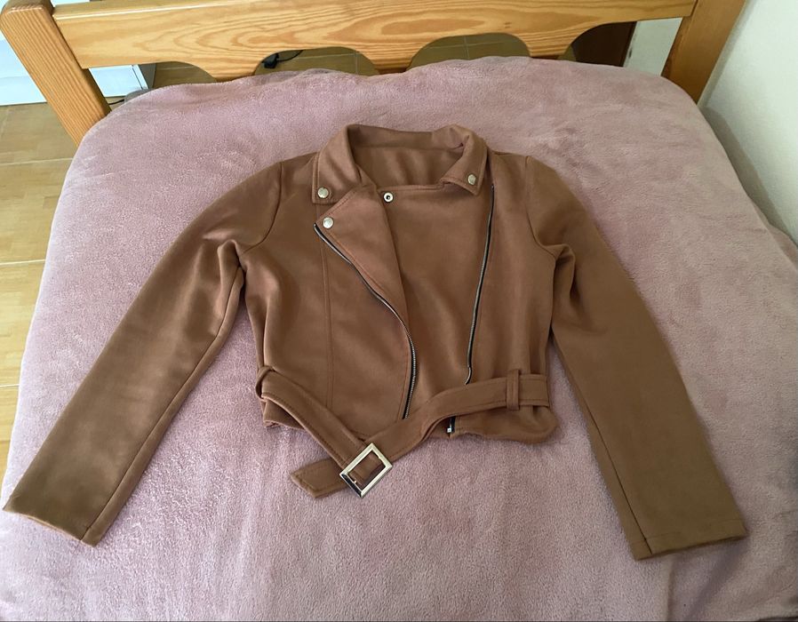 Jaqueta Castanha Estilo Biker