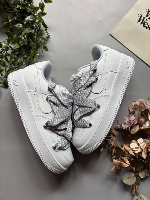 Nike Air Force Custom Lanvin Laces GREY White