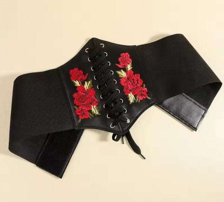 Czarny szeroki pasek damski, gorset, nowy