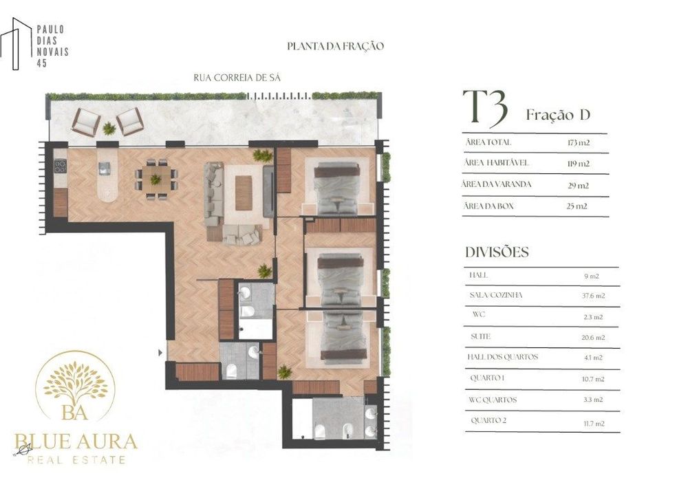 T3 com Varanda com 29m²
