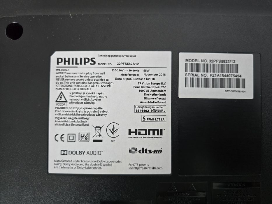 Smart TV Philips 32" Full HD | 32PFS5823/12 | + Uchwyt ścienny
