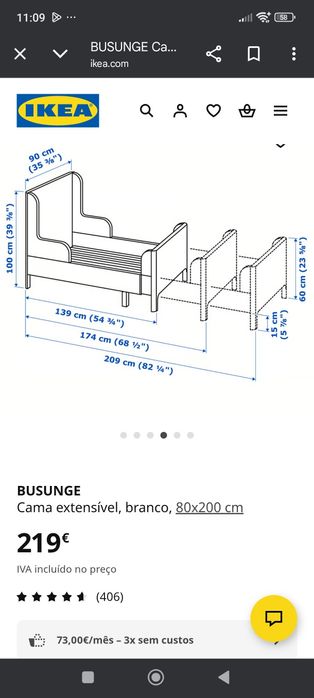 Cama de menina extensível