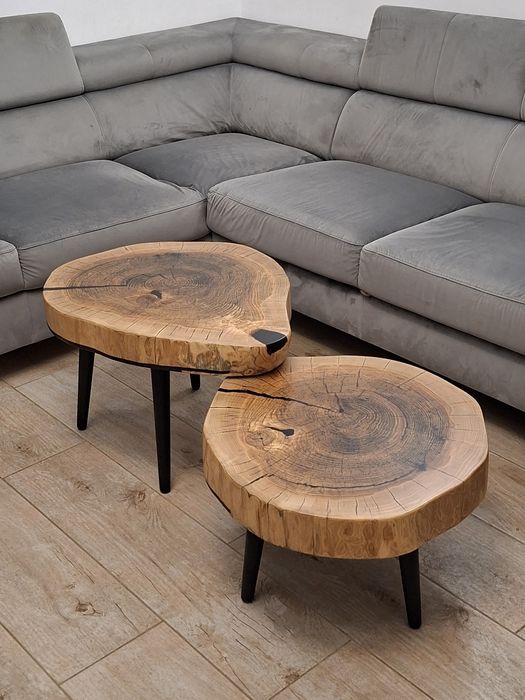 Zestaw stolików kawowych jesion  żywica  loft stolik kawowy