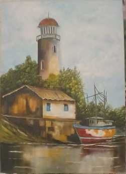 Quadro a óleo sobre tela "O Farol"