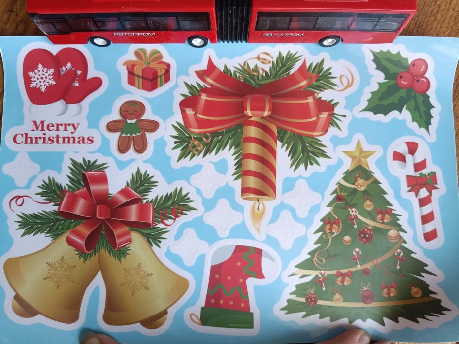 новорічні наклейки на вікна, багаторазові