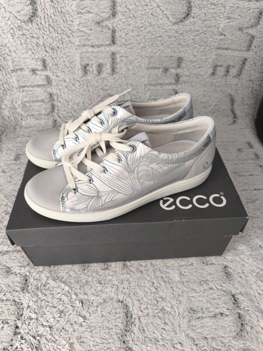 Sneakersy skórzane Ecco Soft 7 srebrne rozmiar 38