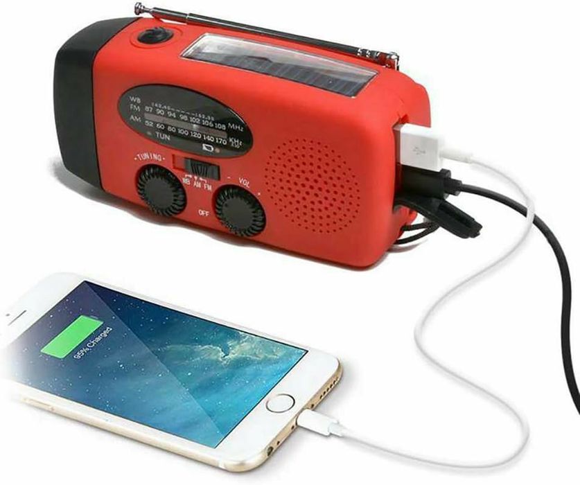 Przenośne radio solarne, latarka, dynamo powerbank