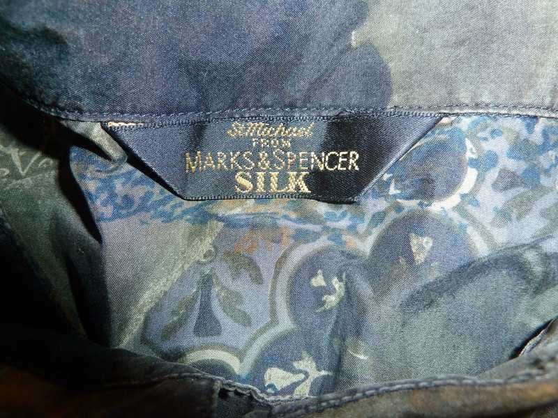 Camisa nova pura seda padronizada Marks & Spencer 4 / L