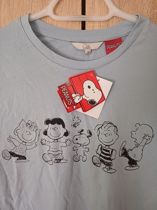 C&A Clockhouse na licencji Peanuts jasnoniebieska bawełniana koszulka