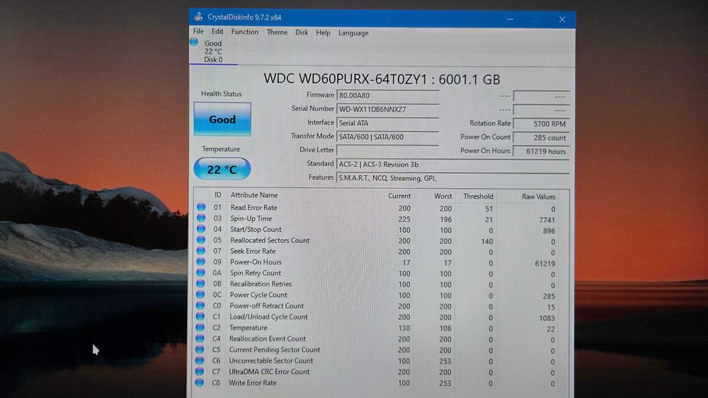 Dysk twardy HDD 6TB WD Purple WD60PURX SATA