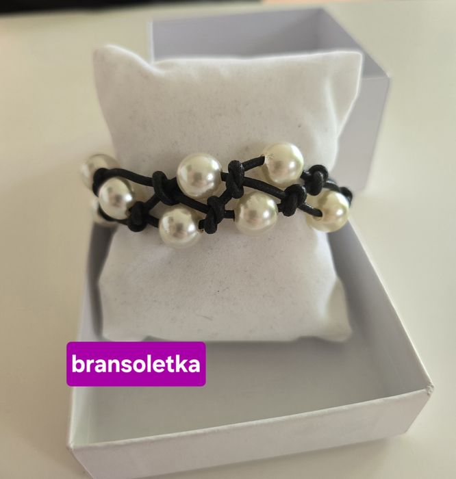 Bransoletka czarna z perełkami
