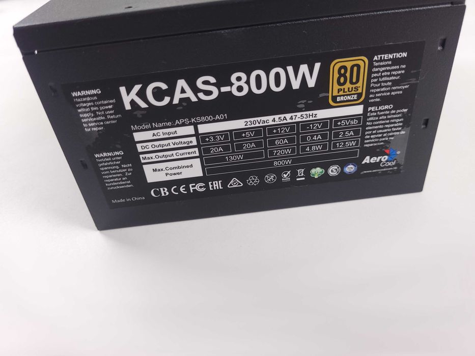 Zasilacz Aerocool KCAS 800W, 80 Plus Bronze, ATX