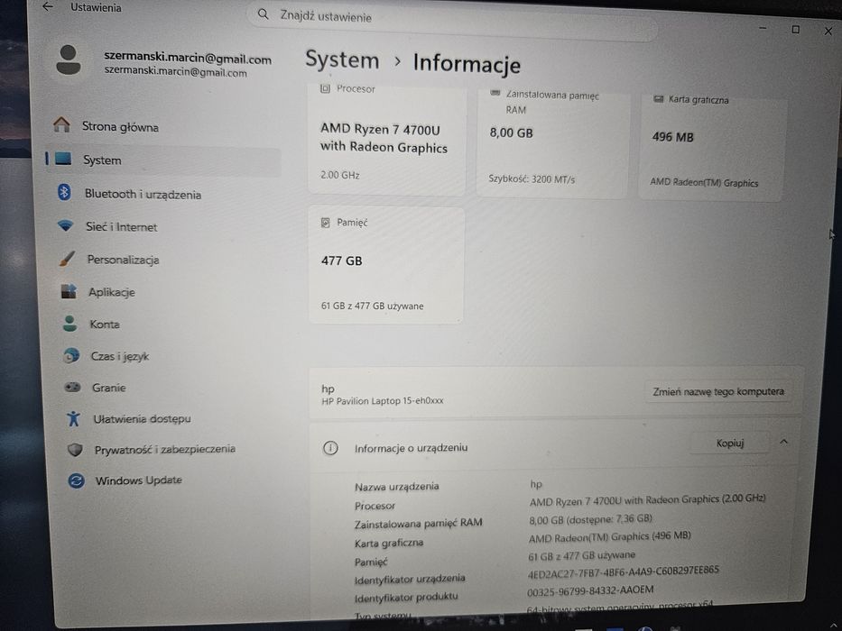 HP Pavilion Ryzen 7 4700U