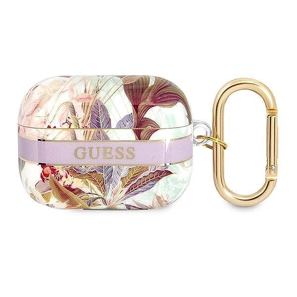 Etui Guess Flower Strap Collection na AirPods Pro - fioletowe