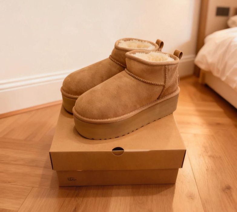 UGG gruba podeszwa brazowe ugg nowe damskie zimowe ocieplane wełniane