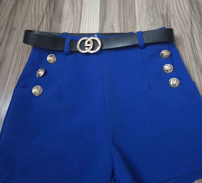 Krótkie spodenki chaber pasek złote guziki xs/s