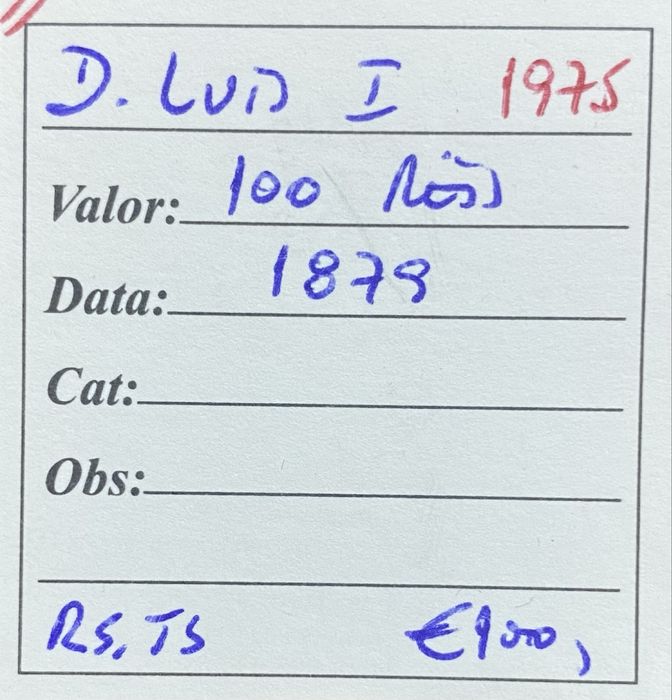 Moeda (1975) D. Luis I - 100 Reis 1879