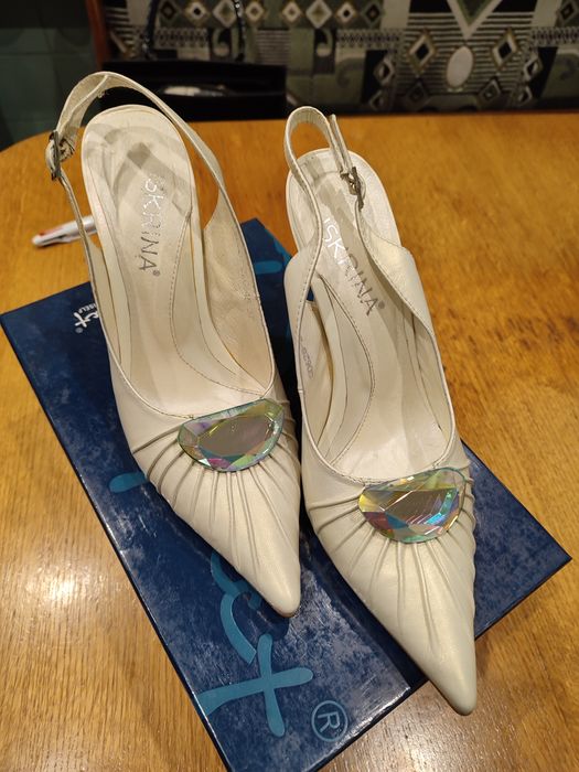 Свадебные туфельки молочного цвета,  37 размер