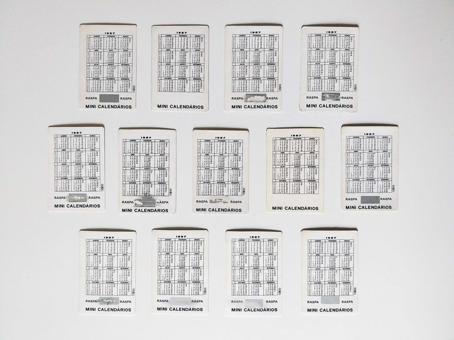 13 mini-calendários JOGADORES DE FUTEBOL (1987) | lote ou venda avulso
