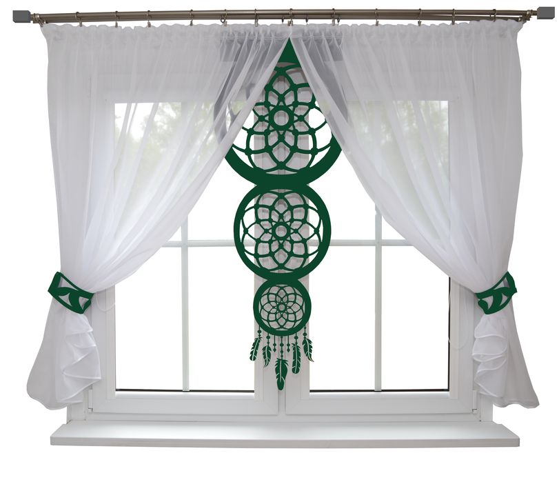 Firana Nowoczesna Łapacz Snów Ażur Zielony 400X145