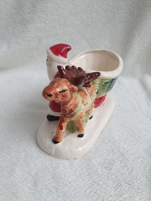 ozdoba świąteczna święty mikołaj sanie renifer ceramika