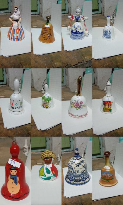 Lote de 94 Sinetas/Sinos de Porcelana, Cerâmica & Souvenirs de Viagem