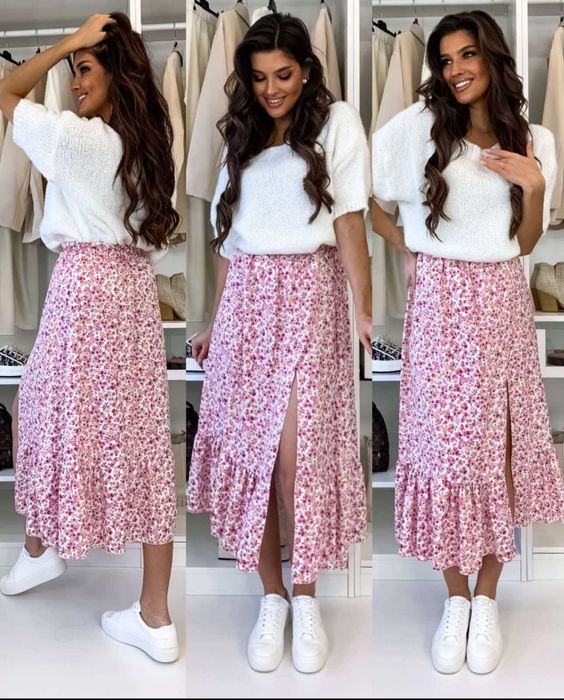 Spódnica midi,1 rozciecie