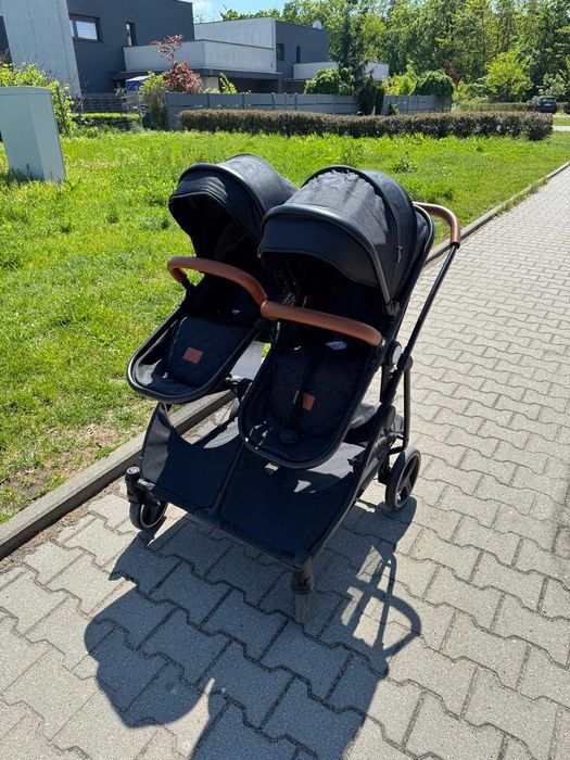 Wózek bliźniaczy BabyTrold Sibbi czarny NOWY