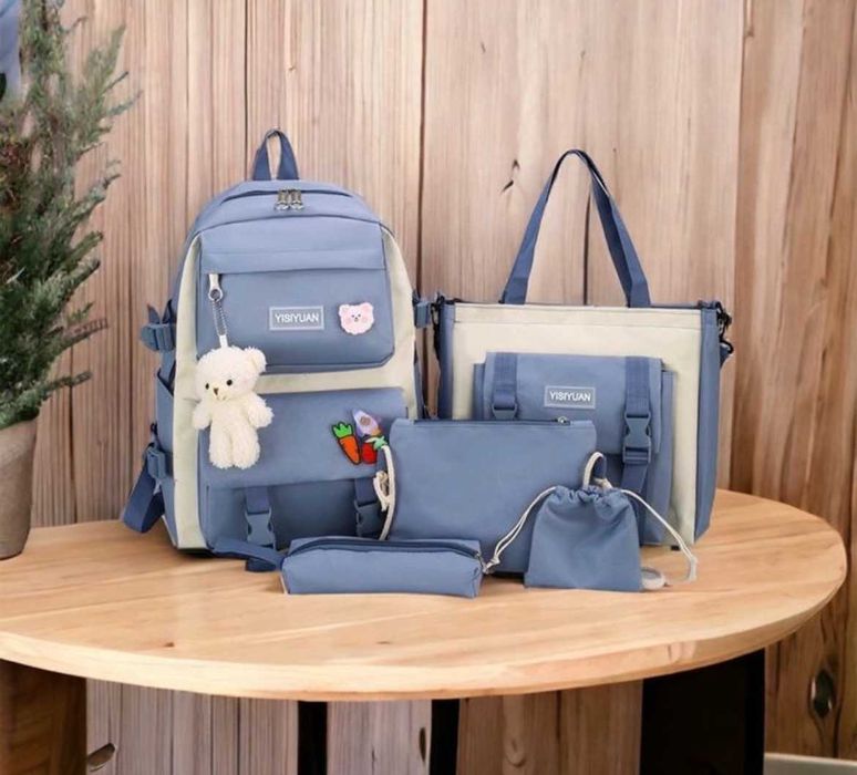 Рюкзак школьный модный 5 в 1 + брелок Медвежонок РОСПРОДАЖА