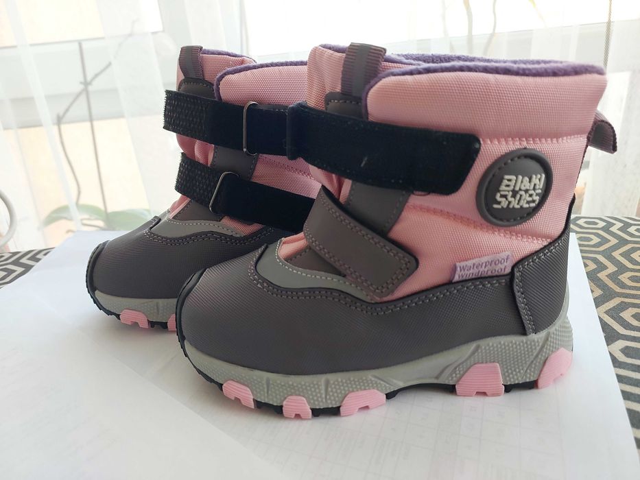 Термочобітки зимові для дівчинки BI&KI Рожево-сірі 28 р. нові