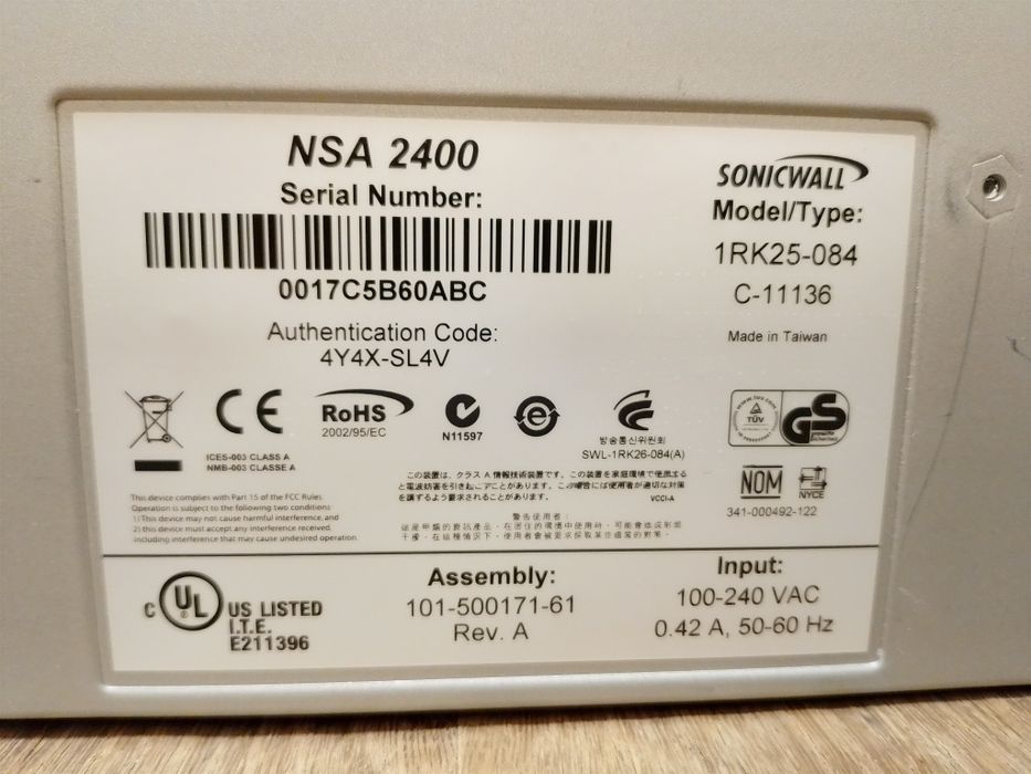 Firewall Sonicwall NSA 2400