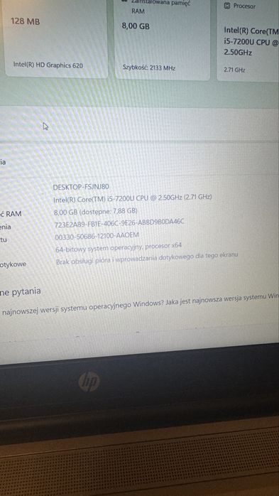 Hp probook 650 G3 i5 8/16 gb 256nvme 15,6FH mat RS232 COM Nowa bateria