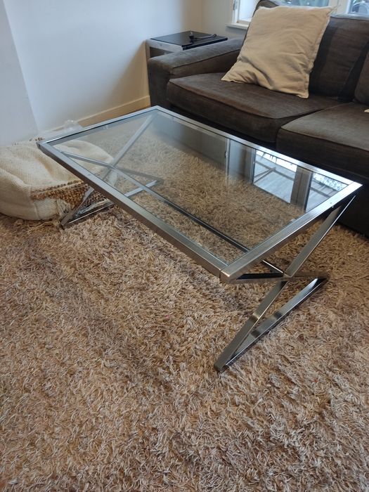 Mesa de centro vidro e metal