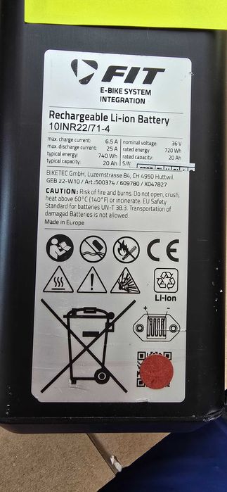 Bateria Supercore  Fit  36v 20ah